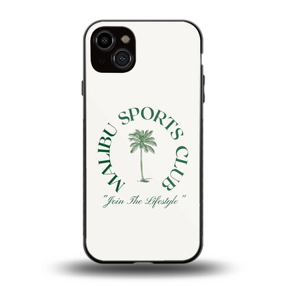 Malibu Sports Club back phone cover | glass case for iphone 15 plus