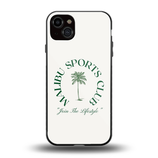 Malibu Sports Club back phone cover | glass case for iphone 15 plus