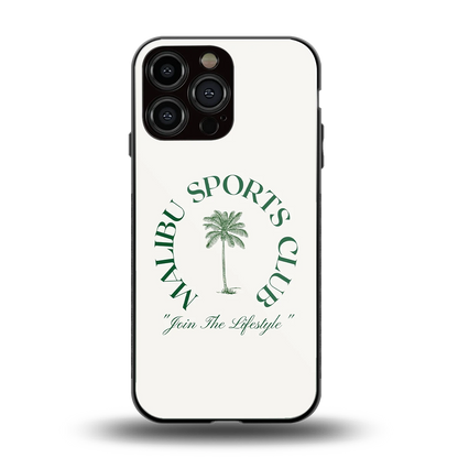 Malibu Sports Club back phone cover | glass case for iphone 15 pro max