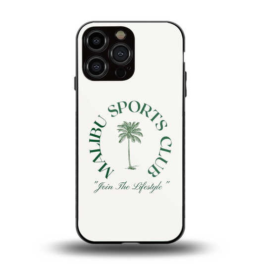 Malibu Sports Club back phone cover | glass case for iphone 15 pro max