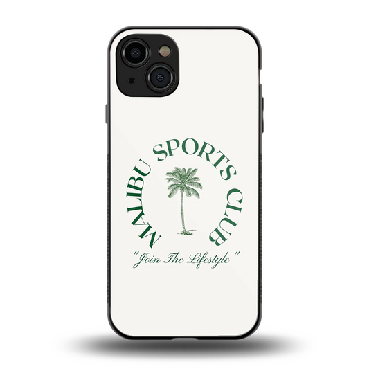 Malibu Sports Club back phone cover | glass case for iphone 15