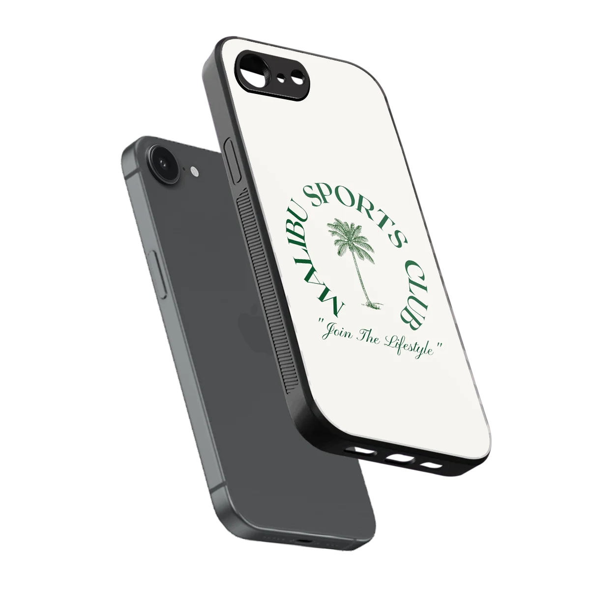 Malibu Sports Club sleek iphone 17e cover with tempered glass back and TPU edges