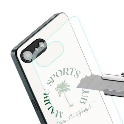 Malibu Sports Club stylish phone case for iphone 17e | glossy glass and slim fit