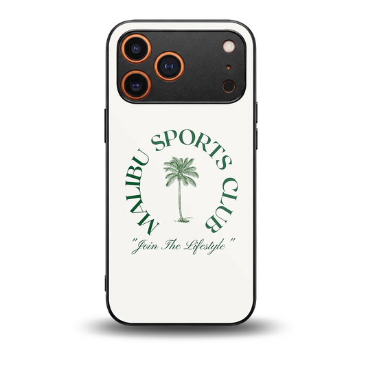 Malibu Sports Club back phone cover | glass case for iphone 17 pro max