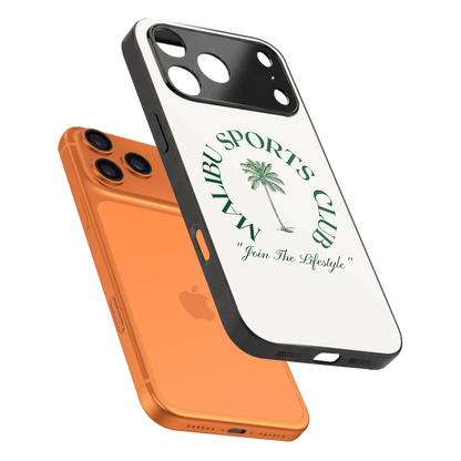 Malibu Sports Club sleek iphone 17 pro cover with tempered glass back and TPU edges