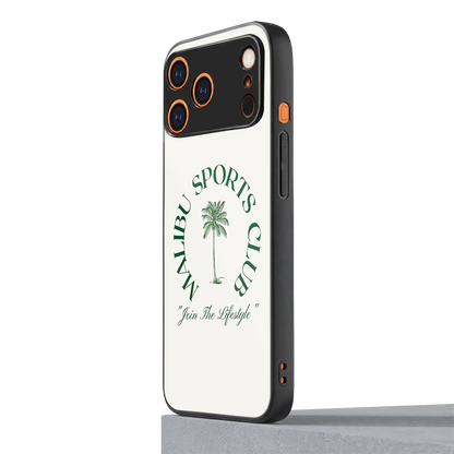 Malibu Sports Club iphone 17 pro mobile cover | shockproof glass phone case