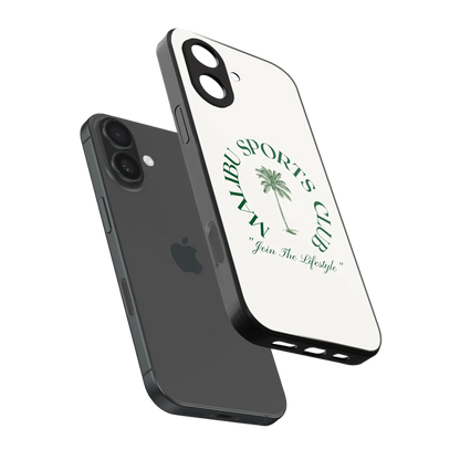 Malibu Sports Club sleek iphone 17 cover with tempered glass back and TPU edges