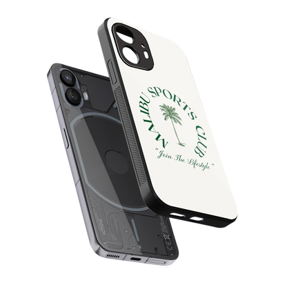 Malibu Sports Club sleek nothing phone 2 cover with tempered glass back and TPU edges