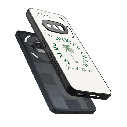 Malibu Sports Club sleek nothing phone 3a cover with tempered glass back and TPU edges
