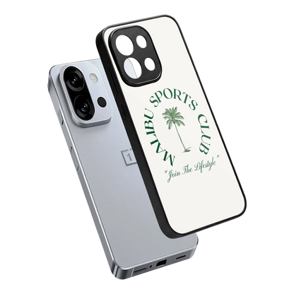 Malibu Sports Club sleek oneplus 13s cover with tempered glass back and TPU edges