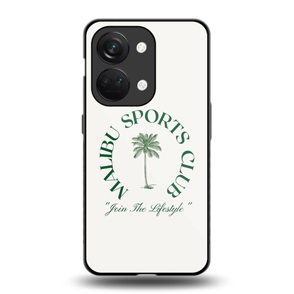 Malibu Sports Club back phone cover | glass case for oneplus nord 3