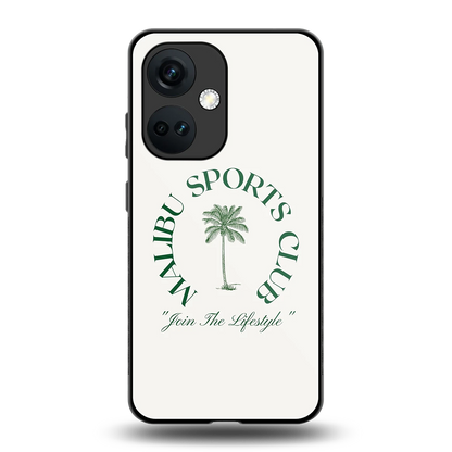 Malibu Sports Club back phone cover | glass case for oneplus nord ce 3