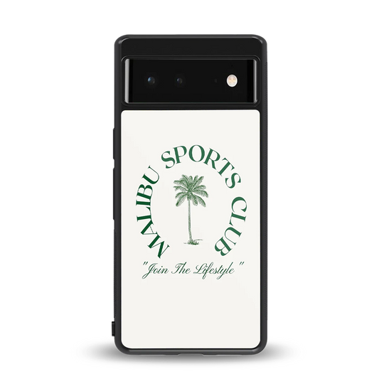 Malibu Sports Club back phone cover | glass case for google pixel 6
