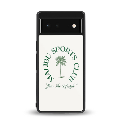 Malibu Sports Club back phone cover | glass case for google pixel 6a