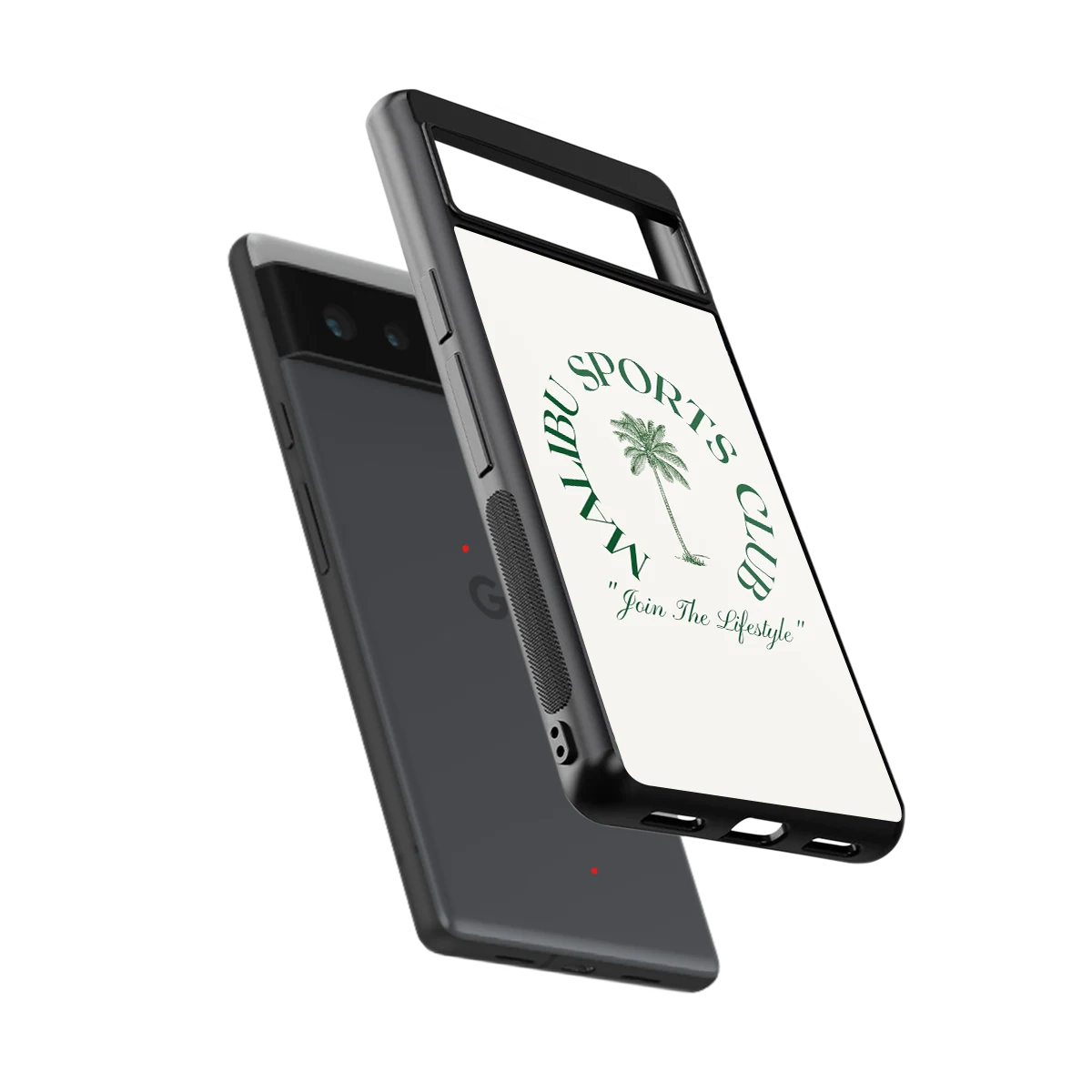 Malibu Sports Club sleek google pixel 6a cover with tempered glass back and TPU edges