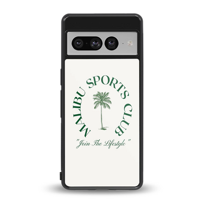 Malibu Sports Club back phone cover | glass case for google pixel 7 pro