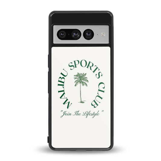 Malibu Sports Club back phone cover | glass case for google pixel 7 pro