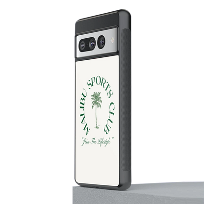 Malibu Sports Club stylish phone case for google pixel 7 pro | glossy glass and slim fit