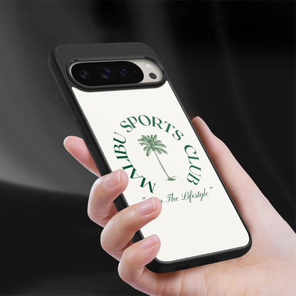 Malibu Sports Club sleek google pixel 9 pro cover with tempered glass back and TPU edges