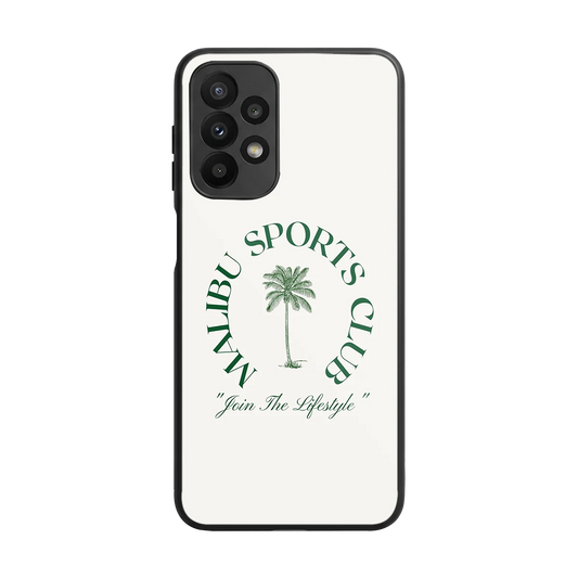 Malibu Sports Club back phone cover | glass case for samsung galaxy a23