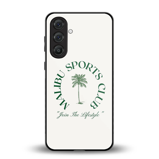 Malibu Sports Club back phone cover | glass case for samsung galaxy m35 5g