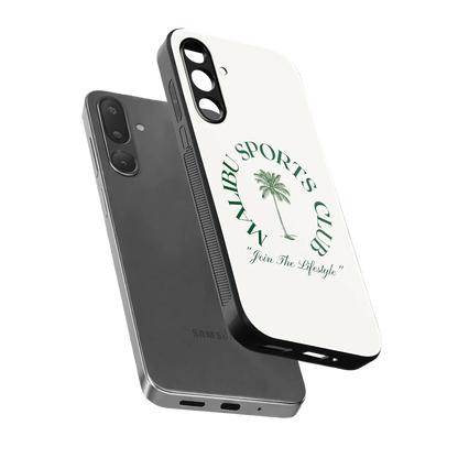 Malibu Sports Club sleek samsung galaxy m36 5g cover with tempered glass back and TPU edges