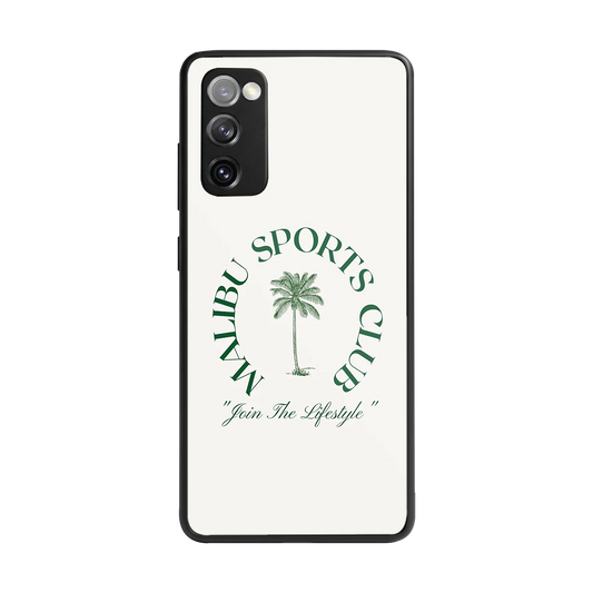 Malibu Sports Club back phone cover | glass case for samsung galaxy s20 fe