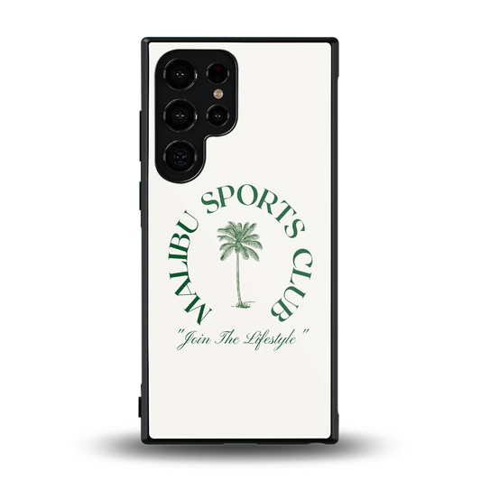 Malibu Sports Club back phone cover | glass case for samsung galaxy s23 ultra