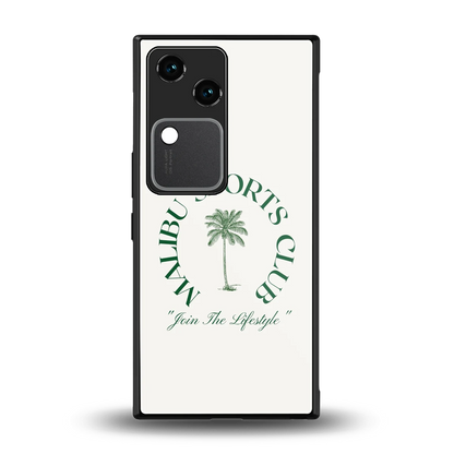 Malibu Sports Club back phone cover | glass case for vivo v30