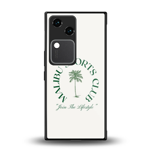 Malibu Sports Club back phone cover | glass case for vivo v30