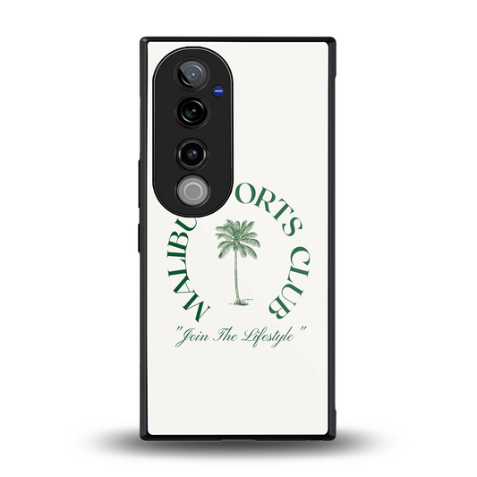 Malibu Sports Club back phone cover | glass case for vivo v40 pro