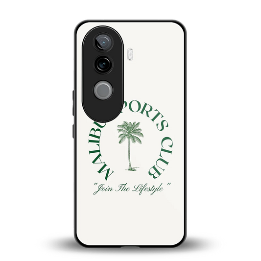 Malibu Sports Club back phone cover | glass case for vivo v40e