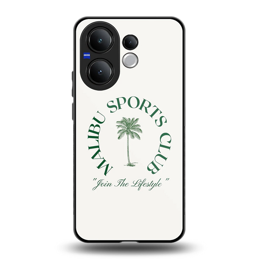 Malibu Sports Club back phone cover | glass case for vivo v60