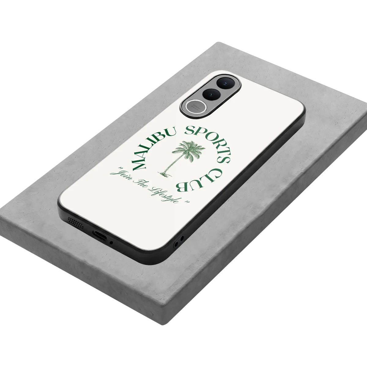 Malibu Sports Club stylish phone case for vivo v70 fe | glossy glass and slim fit