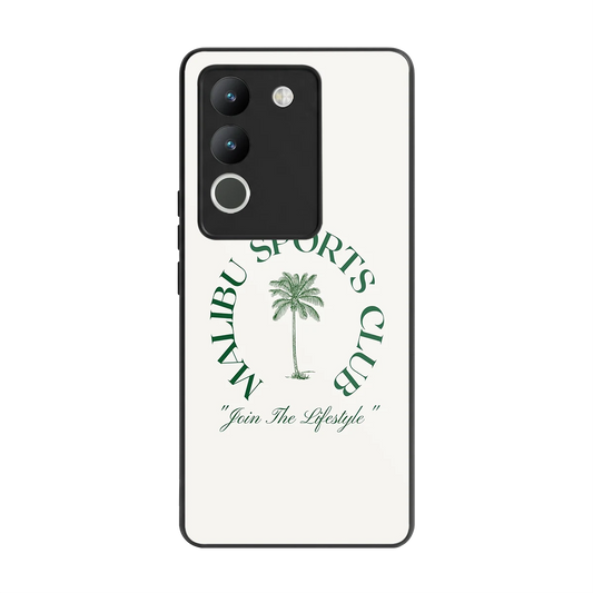 Malibu Sports Club back phone cover | glass case for vivo y200 5g