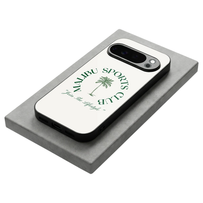 Malibu Sports Club stylish phone case for google pixel 10 pro | glossy glass and slim fit