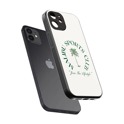 Malibu Sports Club sleek iphone 12 cover with tempered glass back and TPU edges