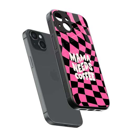 Mama Needs Coffee sleek iphone 13 cover with tempered glass back and TPU edges