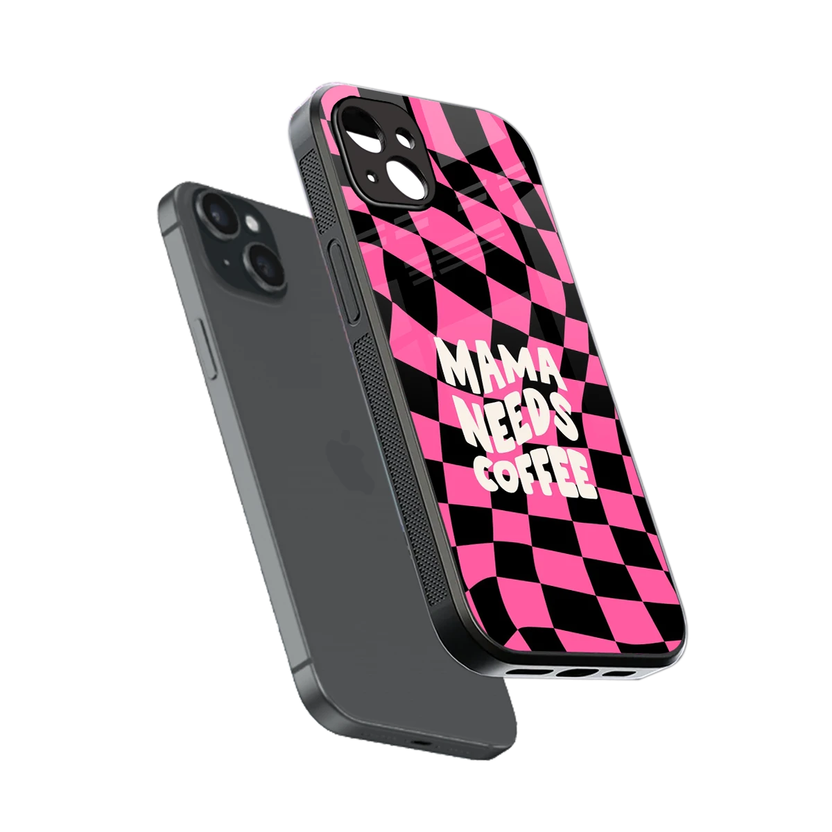 Mama Needs Coffee sleek iphone 14 plus cover with tempered glass back and TPU edges
