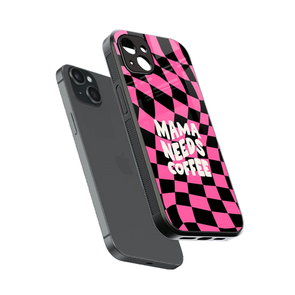 Mama Needs Coffee sleek iphone 14 plus cover with tempered glass back and TPU edges
