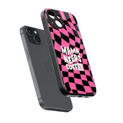 Mama Needs Coffee sleek iphone 15 cover with tempered glass back and TPU edges