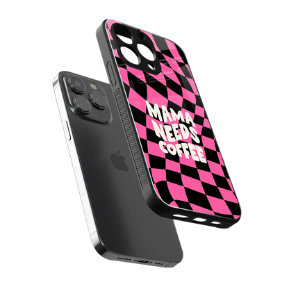 Mama Needs Coffee sleek iphone 15 pro cover with tempered glass back and TPU edges
