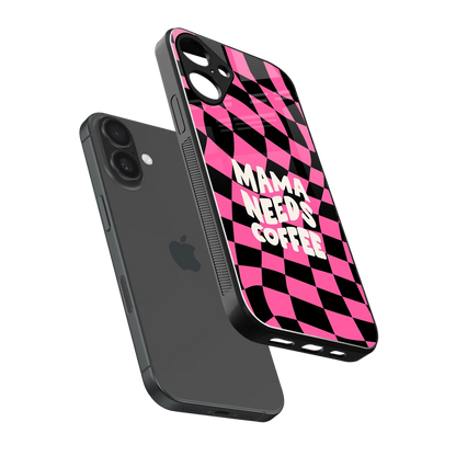 Mama Needs Coffee sleek iphone 16 plus cover with tempered glass back and TPU edges
