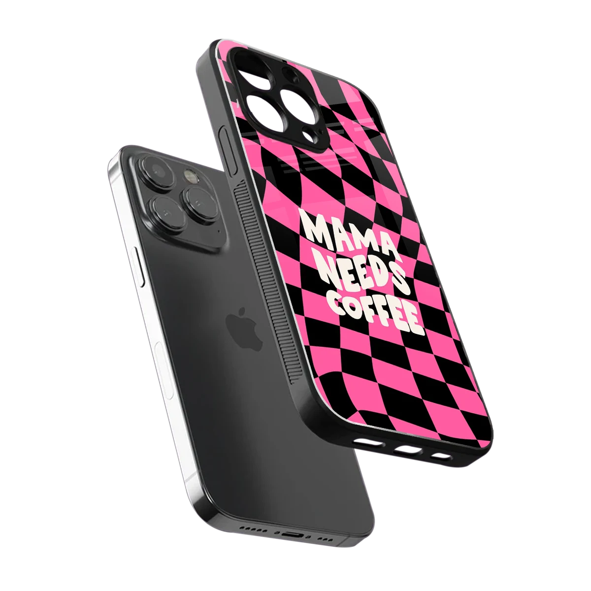 Mama Needs Coffee sleek iphone 16 pro max cover with tempered glass back and TPU edges