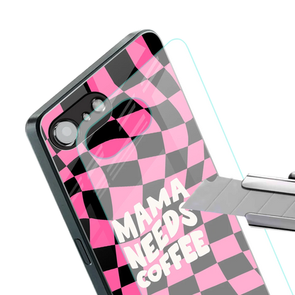 Mama Needs Coffee stylish phone case for iphone 16e | glossy glass and slim fit