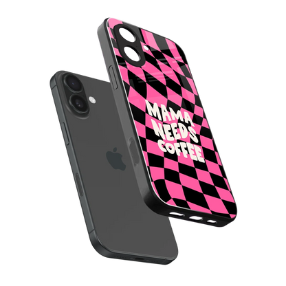 Mama Needs Coffee sleek iphone 17 cover with tempered glass back and TPU edges