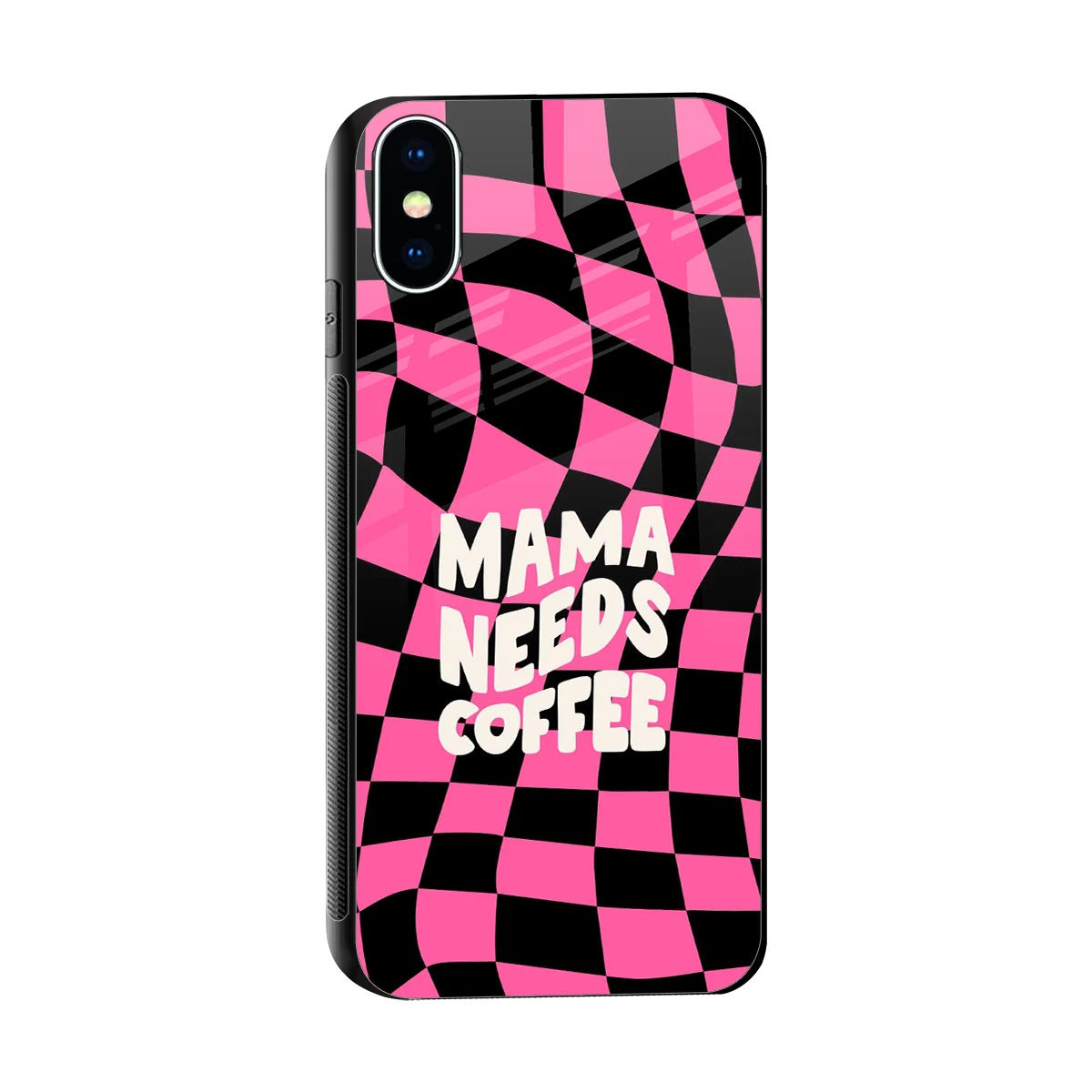 Mama Needs Coffee sleek iphone xs cover with tempered glass back and TPU edges