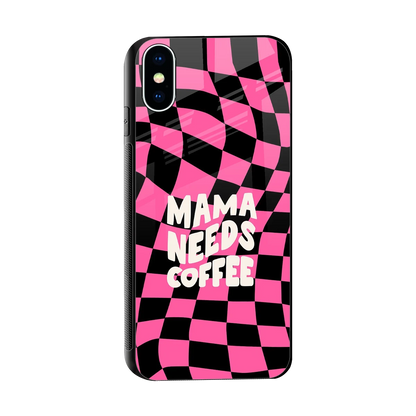 Mama Needs Coffee sleek iphone xs cover with tempered glass back and TPU edges