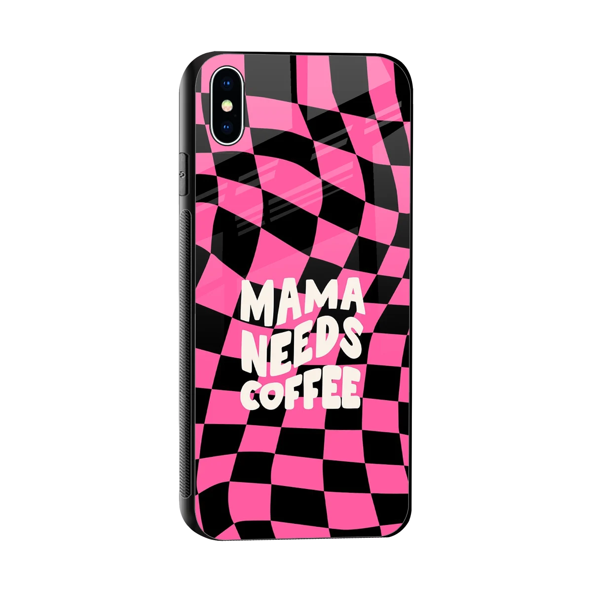 Mama Needs Coffee sleek iphone xs max cover with tempered glass back and TPU edges