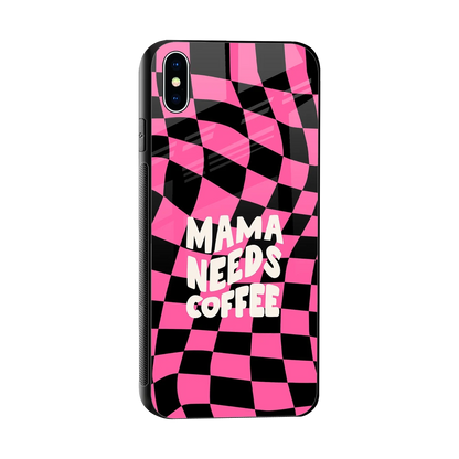 Mama Needs Coffee sleek iphone xs max cover with tempered glass back and TPU edges